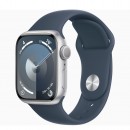 Apple Watch Series 9 41mm Silver Aluminum Case with Storm Blue Sport Band