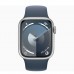 Apple Watch Series 9 41mm Silver Aluminum Case with Storm Blue Sport Band